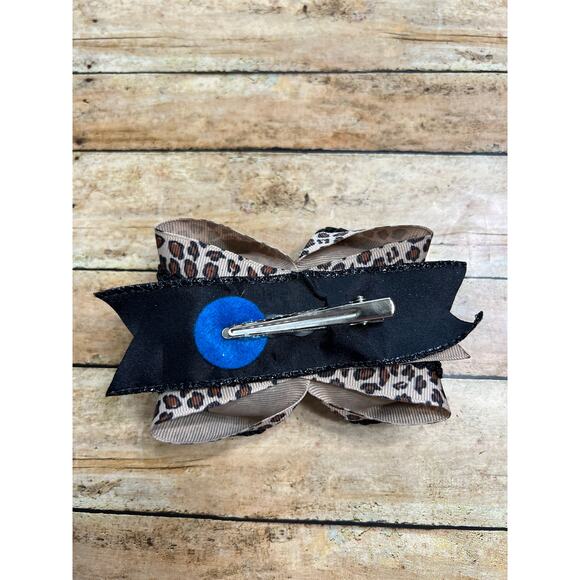 Lilly Reese Bowtique 4" Leopard Glitter Ribbon Bow - Picture 2 of 2